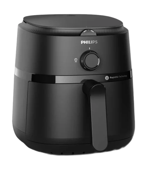 Black Philips air fryer with a pull-out basket