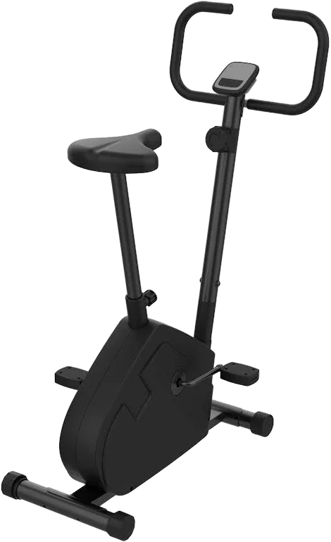 Black upright exercise bike