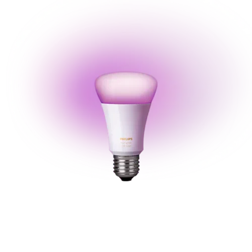 Philips Hue smart bulb glowing pink